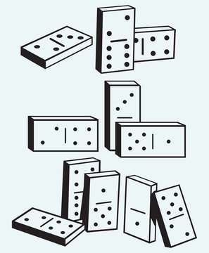 Dominoes set isolated on blue background