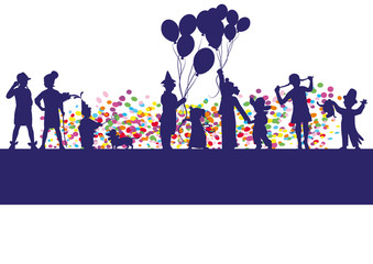 children,shiloutte,balloon,confetti,party,background