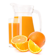 Orange fruit juice in glass jug