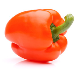 Orange sweet bell pepper isolated on white background cutout
