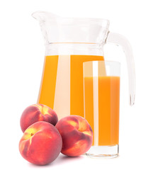 Peach fruit juice in glass jug