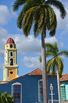Church and palm tree, Trinidad de Cuba