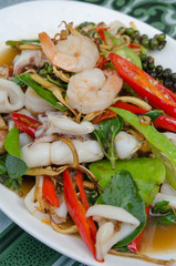 fried seafood with herbal