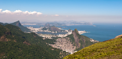 Rio de Janeiro Aerial View with Ocean, Mountains, Urban Areas