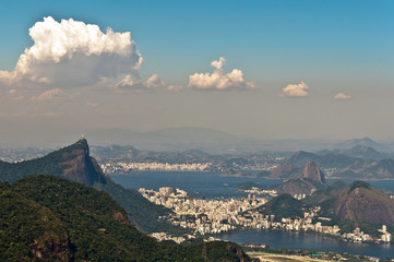 Rio de Janeiro Aerial View with Corcovado and Sugarloaf Mountain