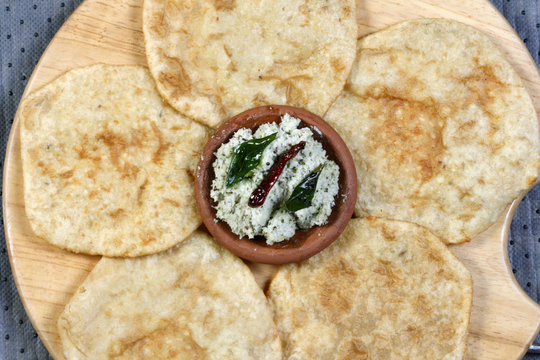 Urad dal puri indian flatbread.
