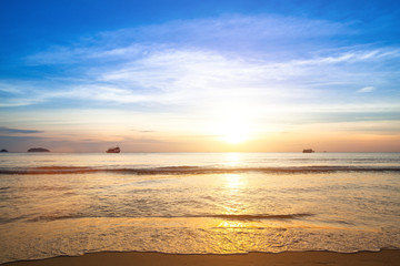 Beautiful sunset on coast of Siam Gulf