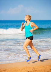 Woman running on the beach