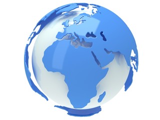 Earth planet globe. 3D render. Africa view.