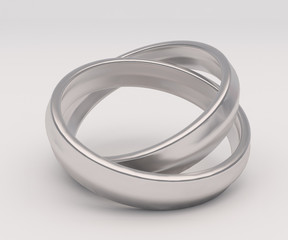 Silver wedding ring on white background