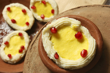 Rasagolla is a popular cheese based, syrupy sweet dish