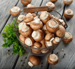 Mushrooms in a basket