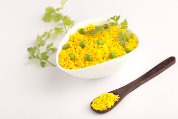 Poha- beaten rice and vegetables