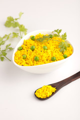 Poha- beaten rice and vegetables