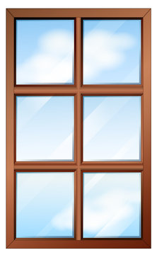 A wooden window with glasspanes