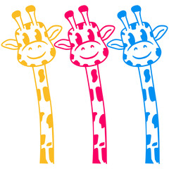 3 Lustige Comic Cartoon Giraffen Bunte Farben Design © Style-o-Mat-Design