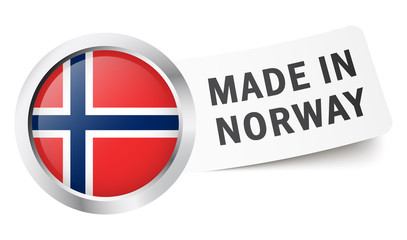 Button mit Fahne " MADE IN NORWAY "