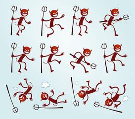 various pose of devil
