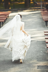 Fototapeta na wymiar Runaway bride
