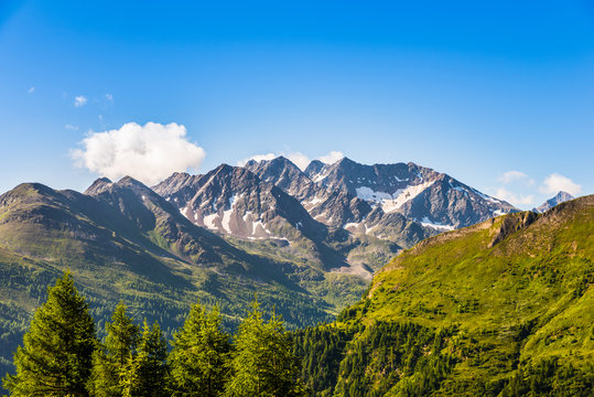 high mountains a sunny day
