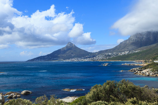 Beautiful Camps Bay Beach and Lion Head Mountain Chain, Cape Tow