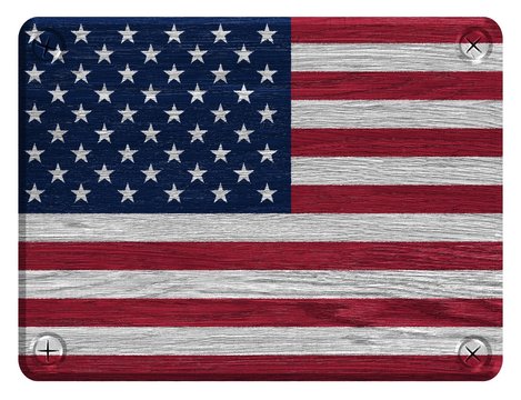 USA, American flag painted on wooden tag