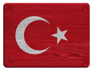 Turkey flag painted on wood tag
