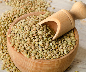 lentils on a wooden table