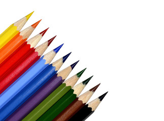 Colour pencils isolated on white background