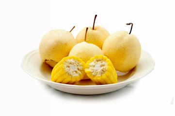 Chinese pears and sweet corn