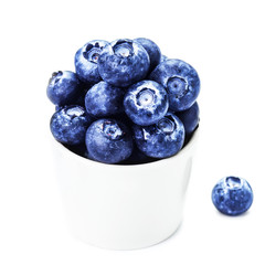 Fresh Blueberries in a bowl  isolated on white background close