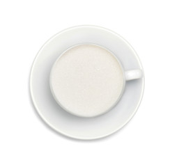 Obraz na płótnie Canvas sugar in a white coffee cup and saucer isolated on white