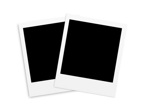 Two photo papers polaroid card isolated on white