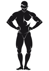 Fototapeta premium vector image with bodybuilder, silhouette