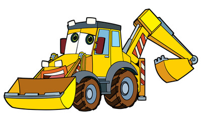 Obraz na płótnie Canvas Colorful excavator - illustration for the children
