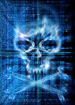 hacker attack with skull background
