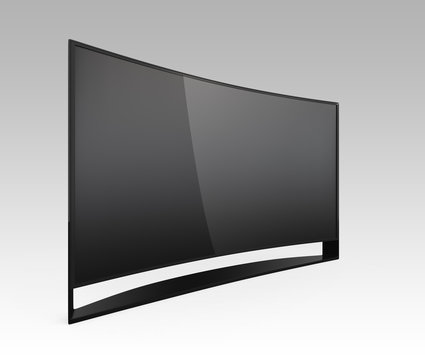 4K curved television isolated on gradient background