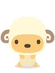 十二支　二頭身正面イラスト　羊