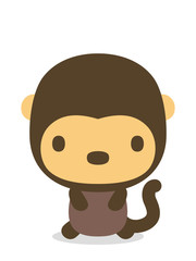 十二支　二頭身正面イラスト　猿