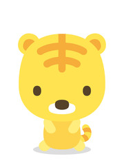 十二支　二頭身正面イラスト　虎