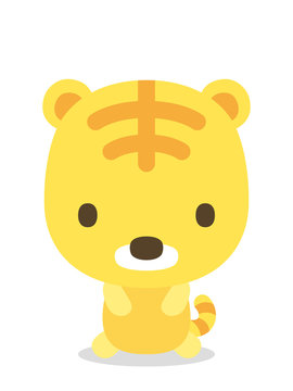 十二支　二頭身正面イラスト　虎