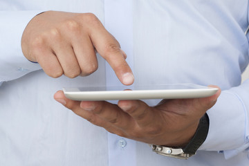 touching the digital tablet