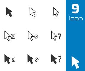 Vector black mouse cursor icons set