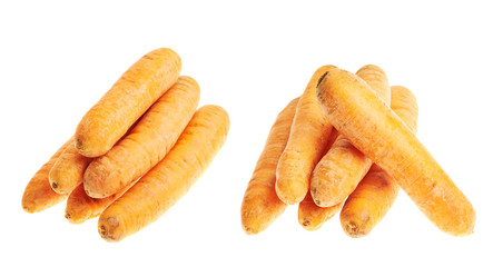 Pile of unpeeled carrots isolated