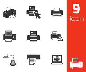 Vector balck printer icons set