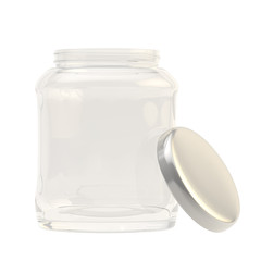 Metal cap next to a glass jar