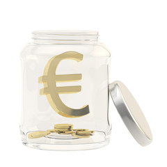 Euro currency sign in a glass jar