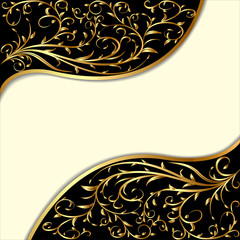 background with gold ornament and waves