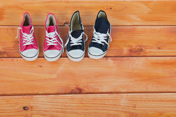 Basket ball shoes at the floor