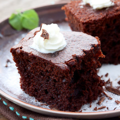 chocolate cake with cream